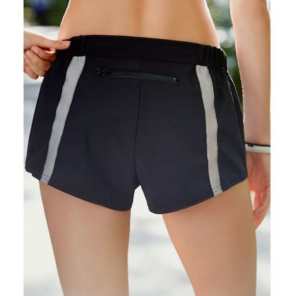 Free People Movement Women's Shorts Sz M Black Athletic Gray Reflective Stripes - Picture 3 of 10
